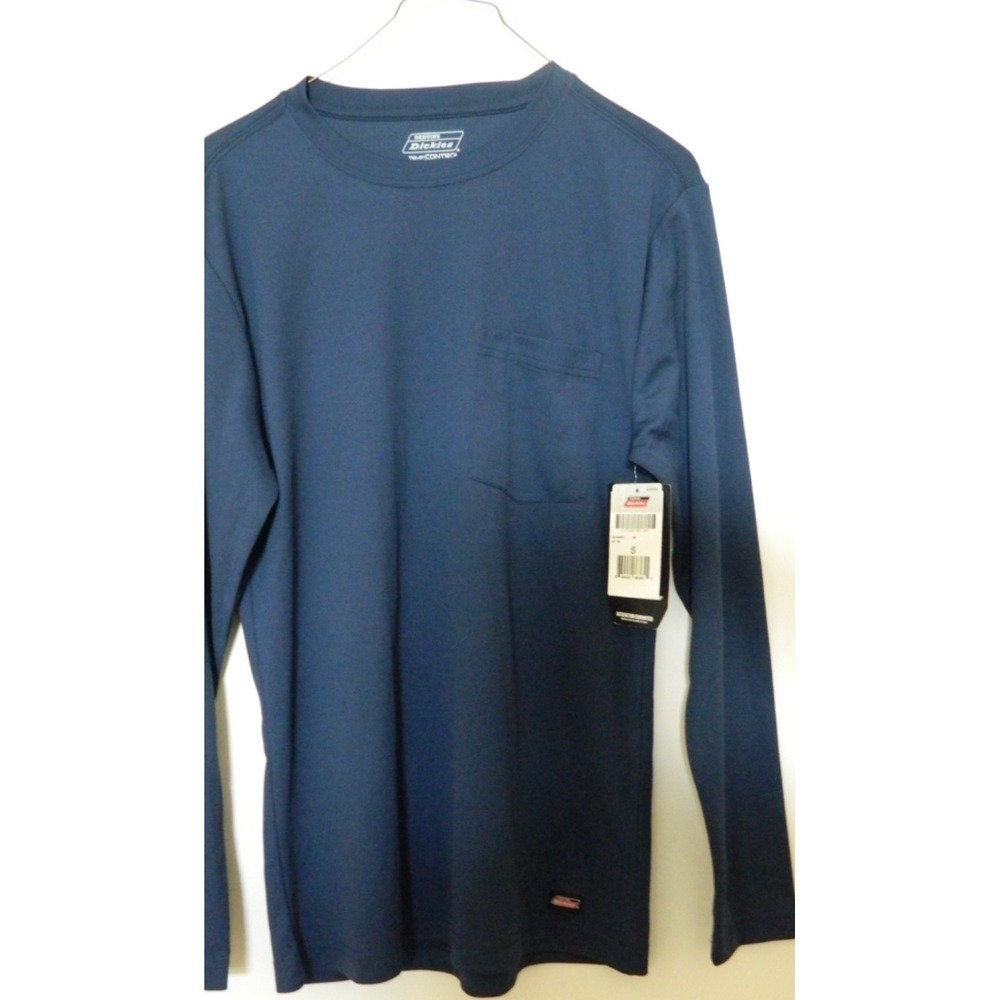 Dickies Mens NWT Brushed Back Long Sleeve Pocket T Shirt Navy Sz Small